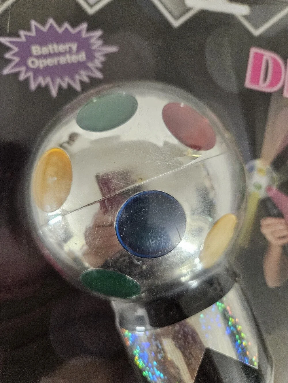 Vintage 1990's Magic Disco Light Handheld Party Light - Silver & Multicolor  NEW